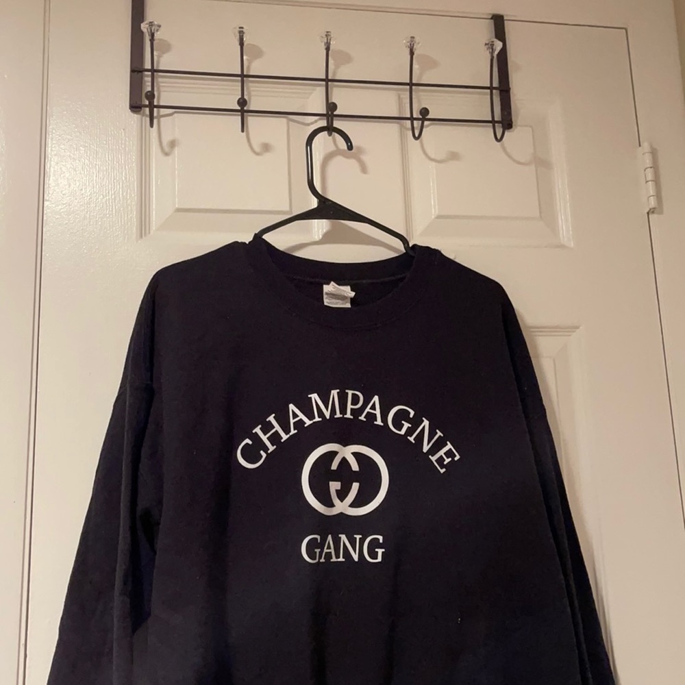 Champagne gang black crew sweater